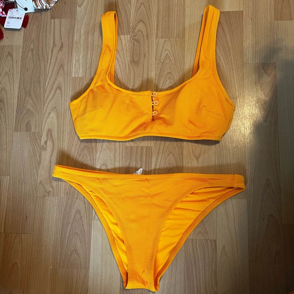Aerie orange scoop neck bikini set